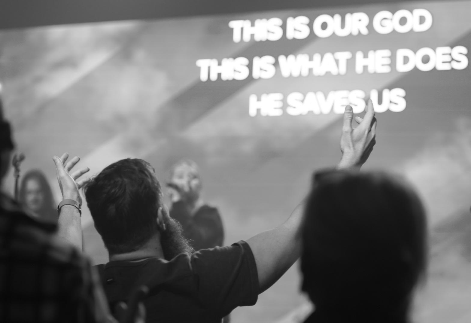 worshipping in church