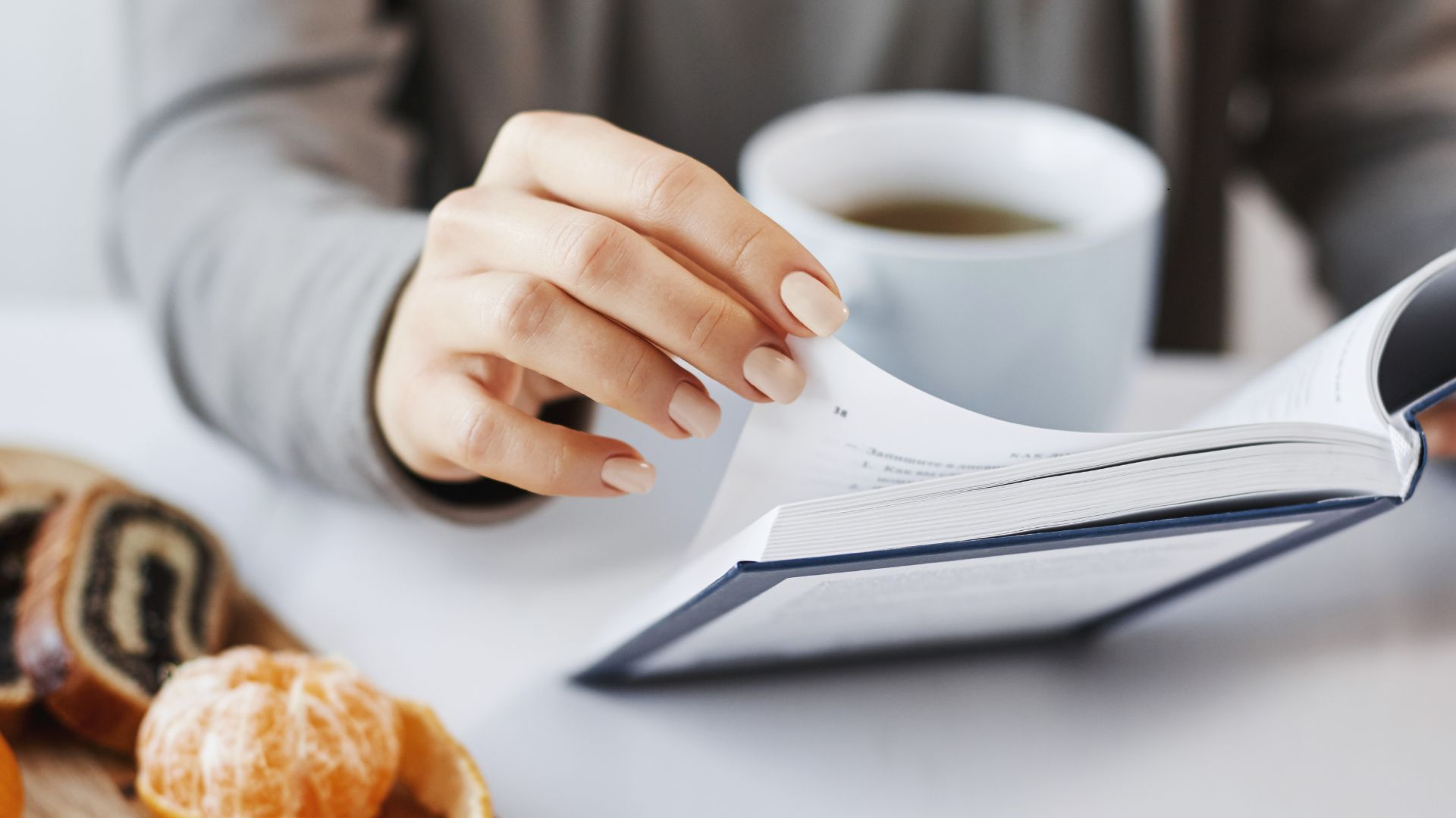 reading bible over coffee